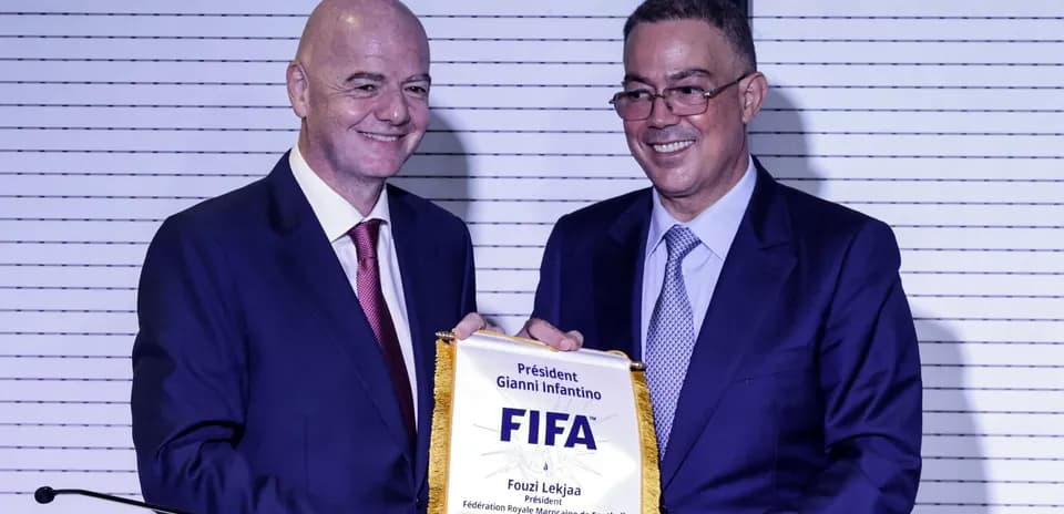 Gianni Infantino y Fouzi Lekjaa en ceremonia de inauguración