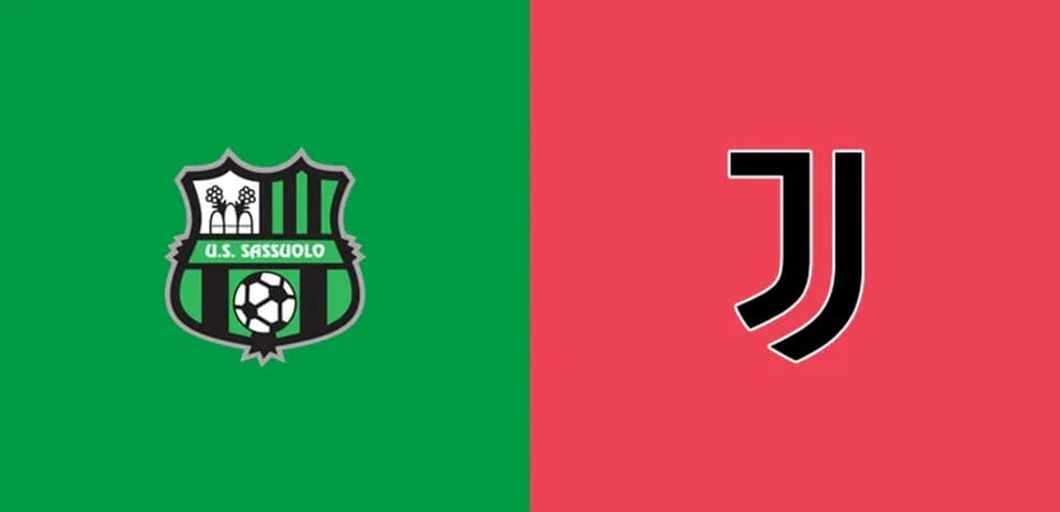 Logos de U.S. Sassuolo y Juventus en fondo de colores