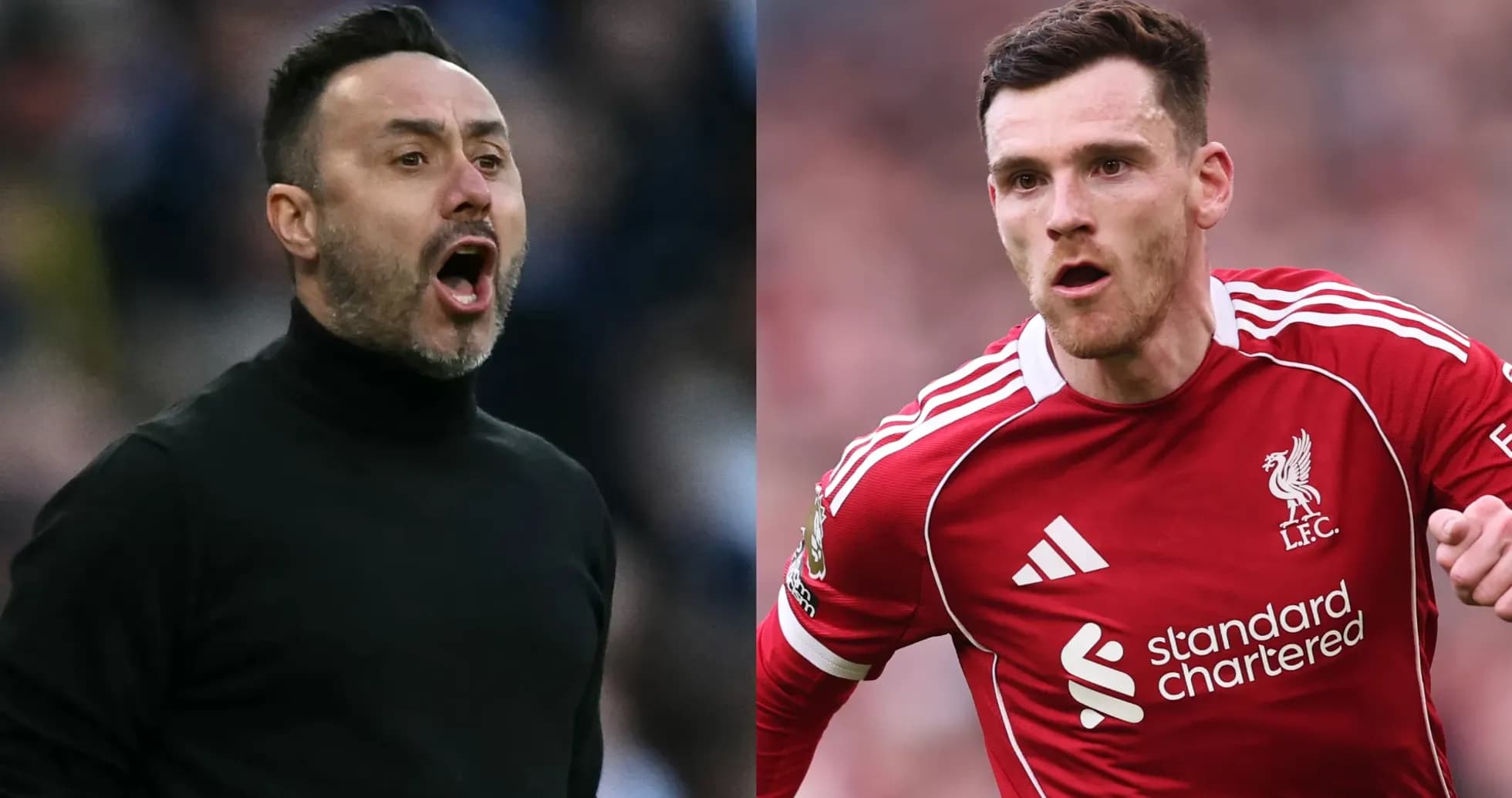 Entrenador gritando y jugador de Liverpool corriendo