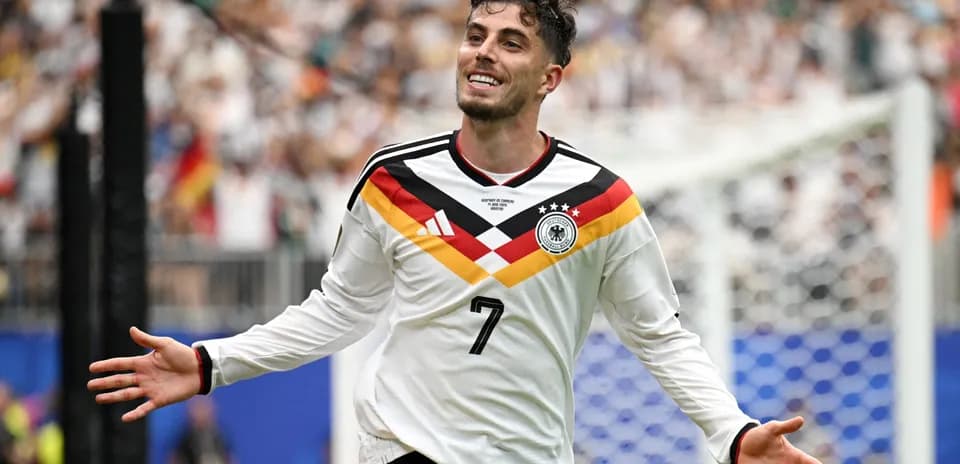 Jugador alemán celebrando un gol
