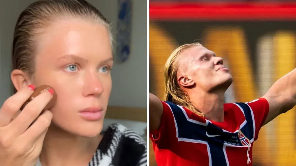 Persona aplicando maquillaje junto a jugador de fútbol