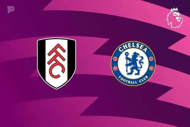 Logos de Fulham y Chelsea en fondo púrpura