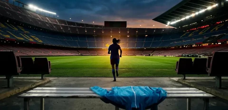 Jugadora corriendo hacia el campo en estadio vacío