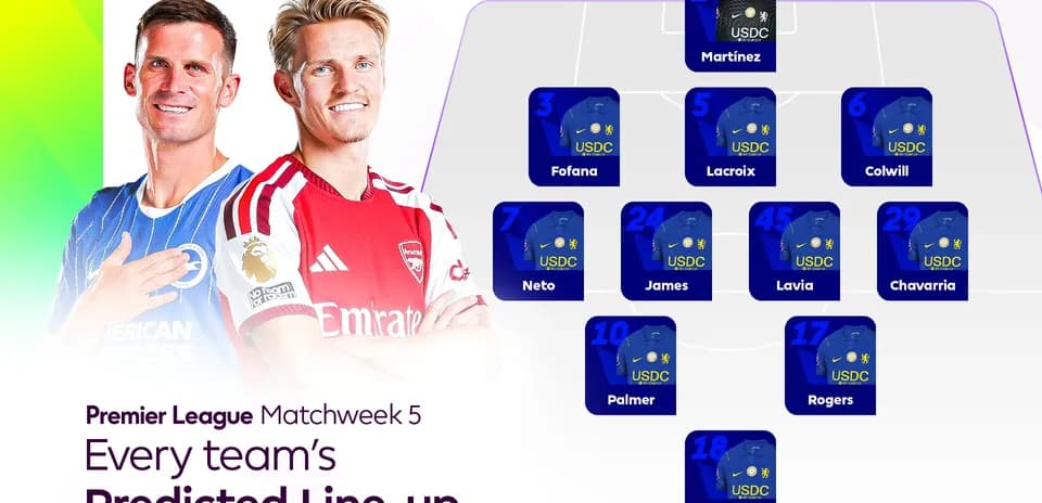 Alineación prevista de equipos para la jornada 5