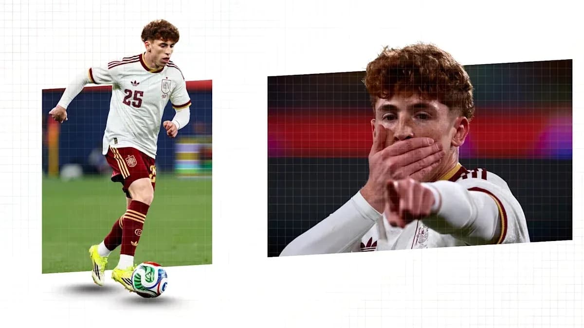 Jugador de España corriendo y señalando con la mano