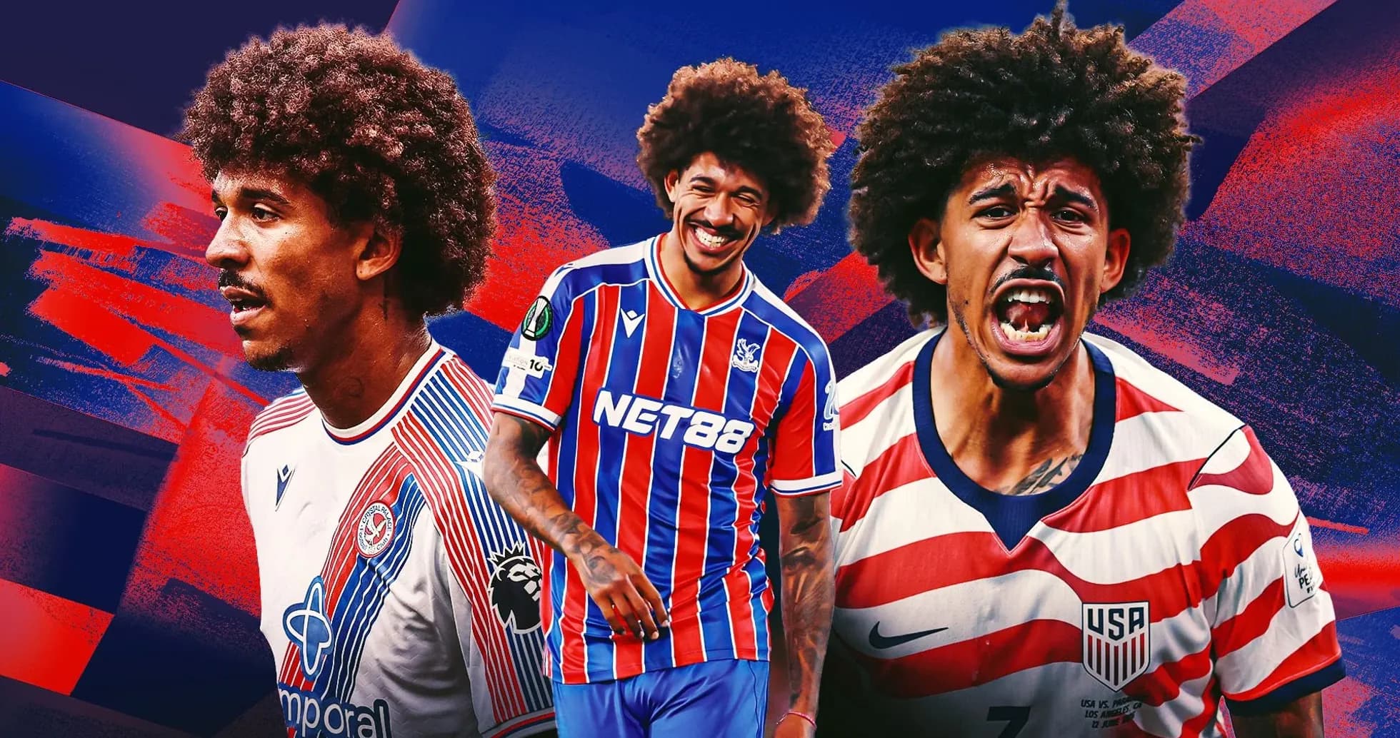 Jugador con cabello rizado en varias poses