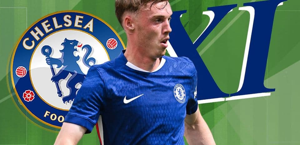 Jugador de Chelsea en acción con logo de equipo