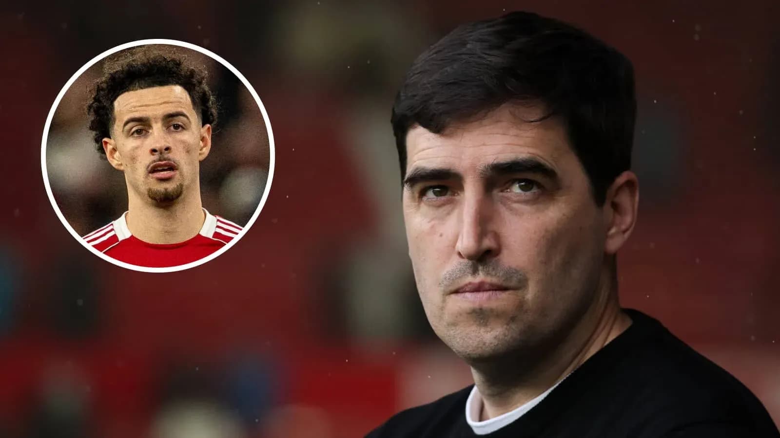 Entrenador mirando a la cámara con jugador destacado