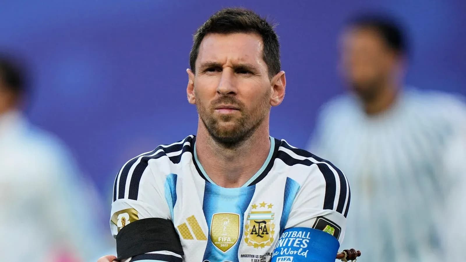 Jugador argentino con uniforme de la selección nacional