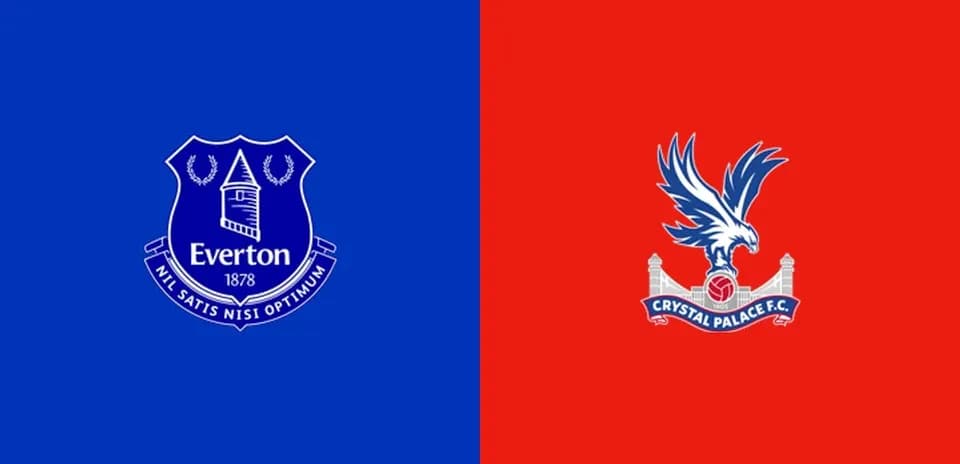 Logos de Everton y Crystal Palace en fondo de colores