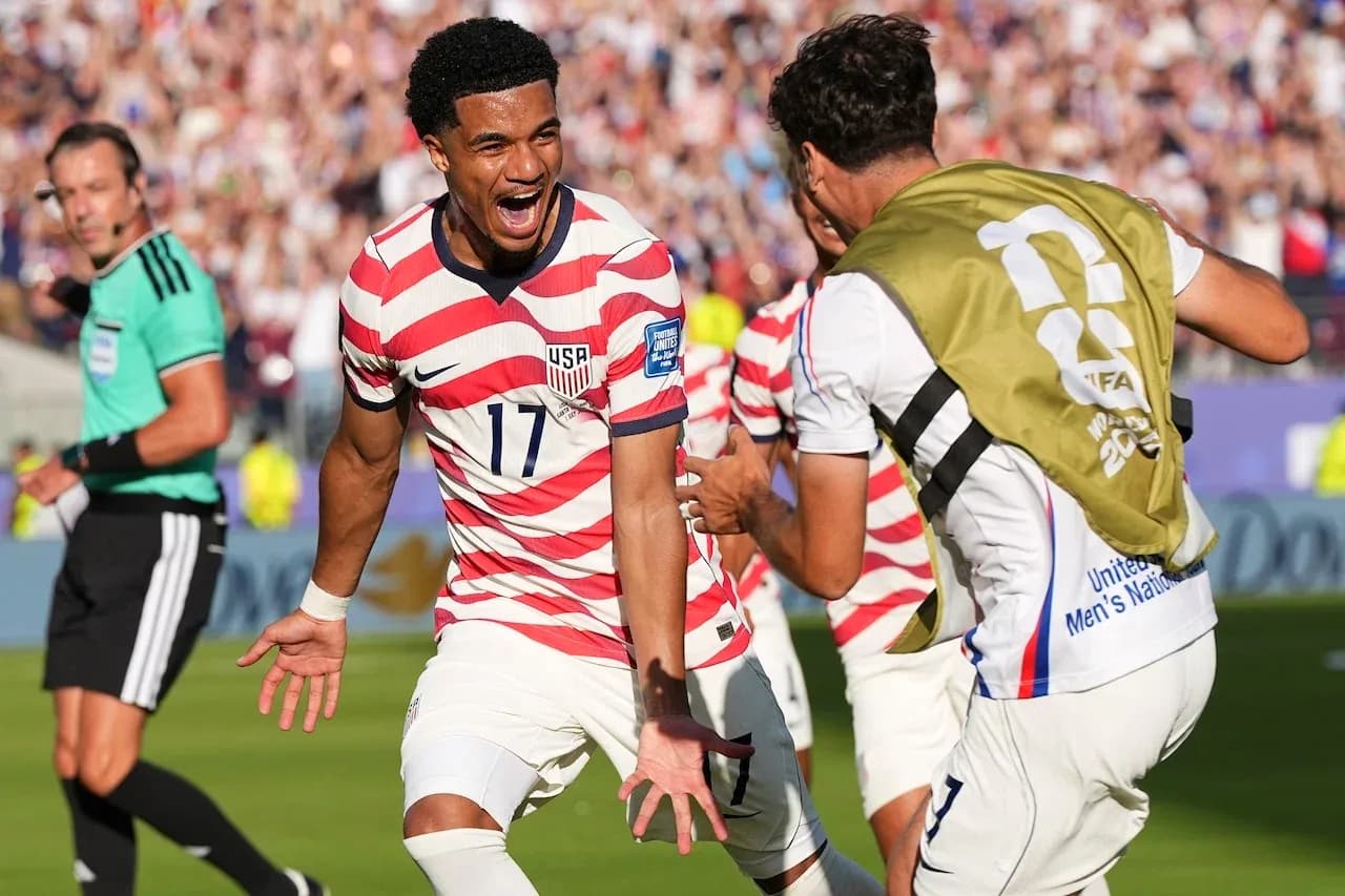 Celebración de jugadores de Estados Unidos en el Mundial