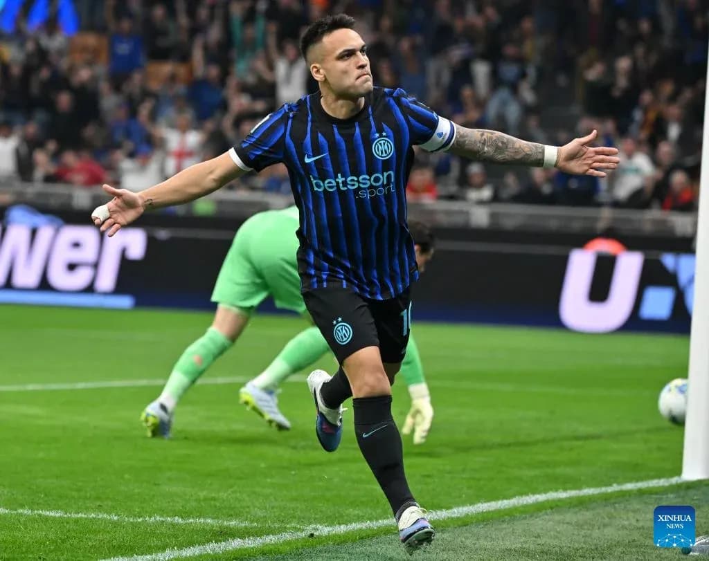 Lautaro Martínez celebrando un gol en Serie A