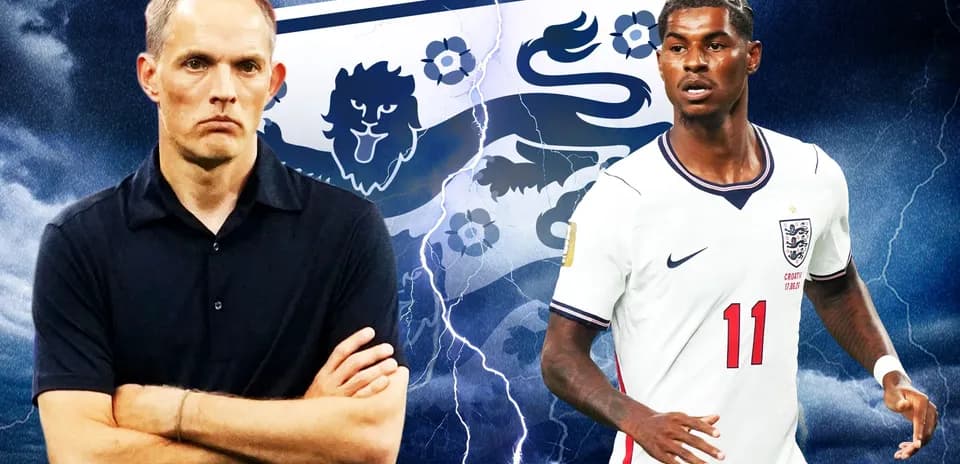 Entrenador y jugador de Inglaterra con fondo dramático