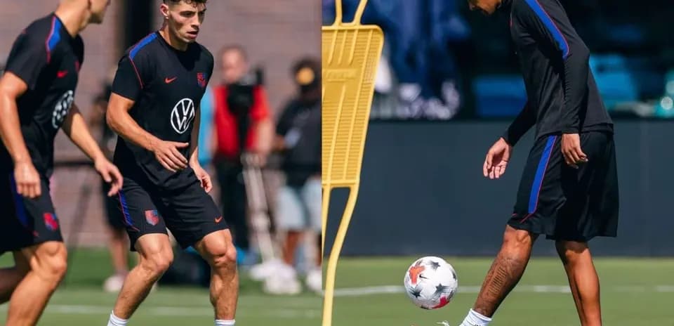 Jugadores de Estados Unidos entrenando en el campo