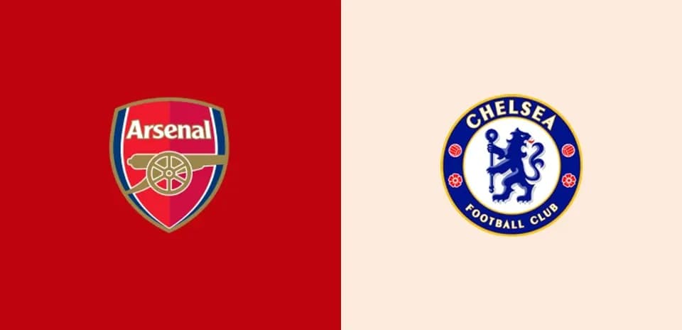 Logos de Arsenal y Chelsea en fondo colorido