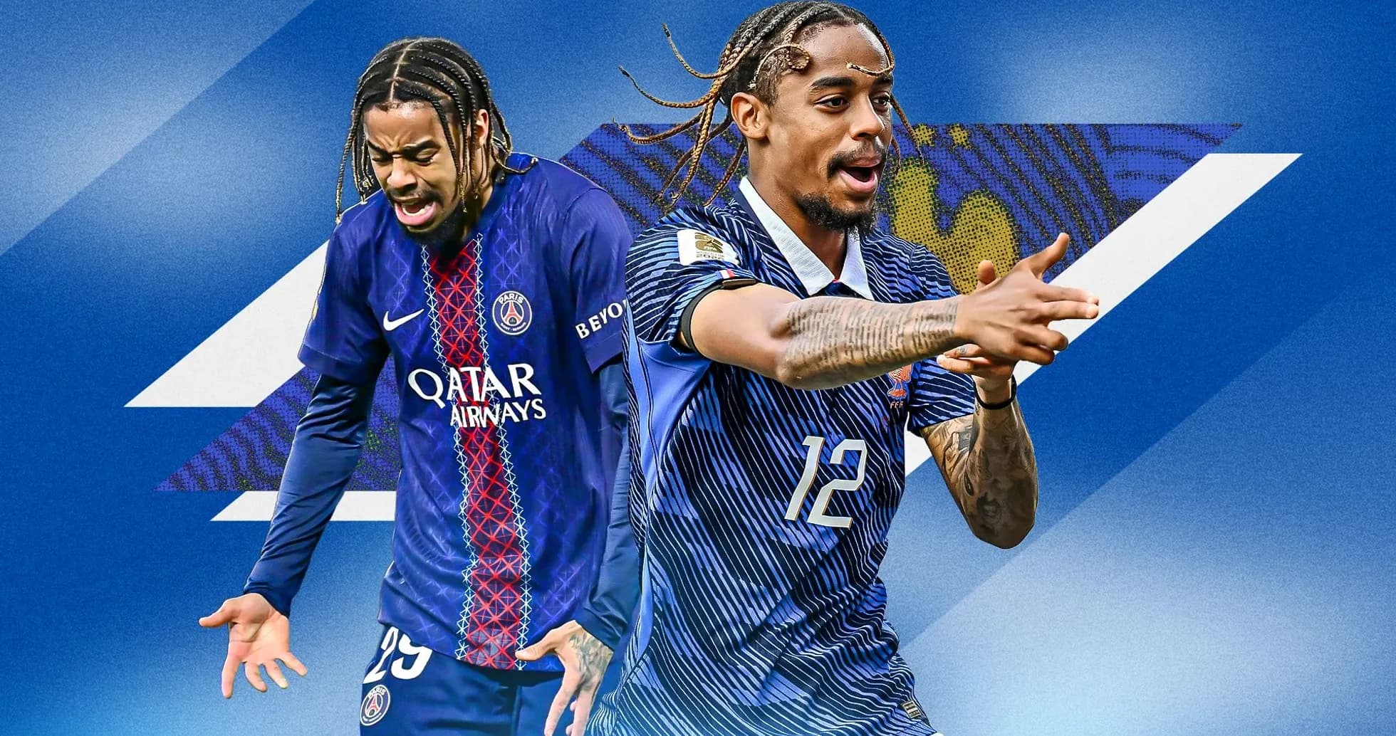Jugador de PSG y selección señalando en acción