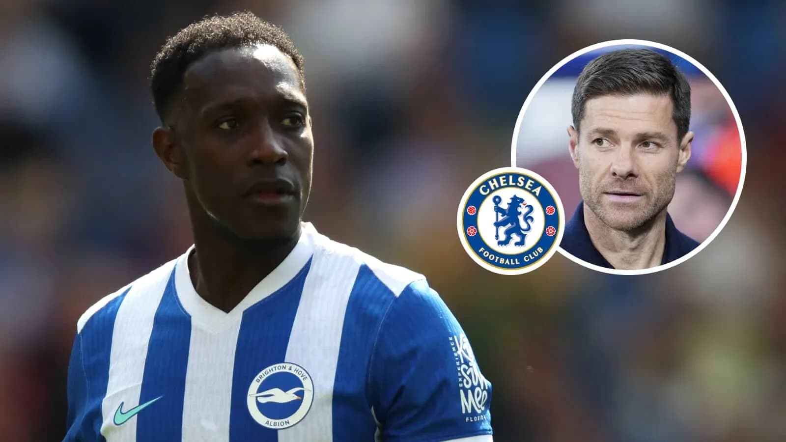 Jugador de Brighton en partido con logo de Chelsea