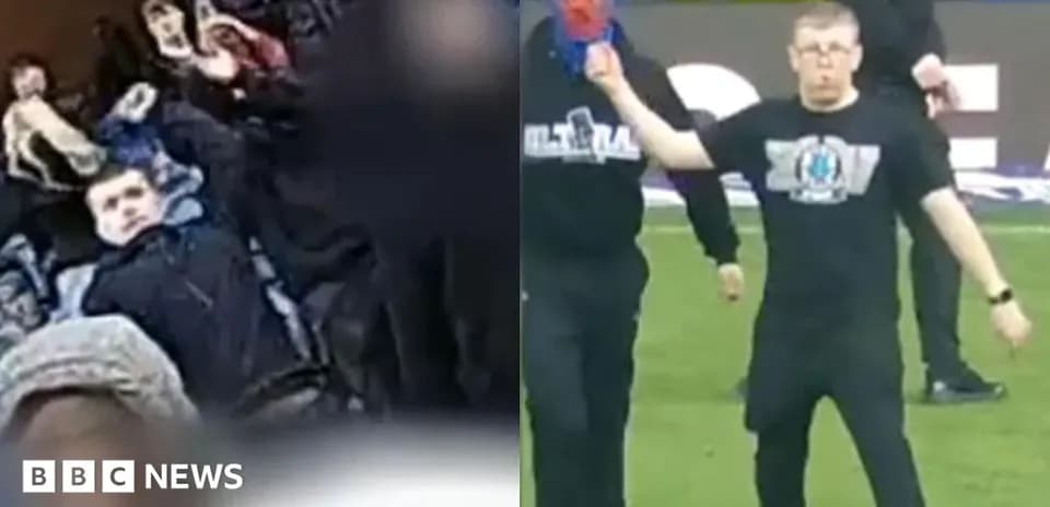 Espectadores animando y un hombre en el campo