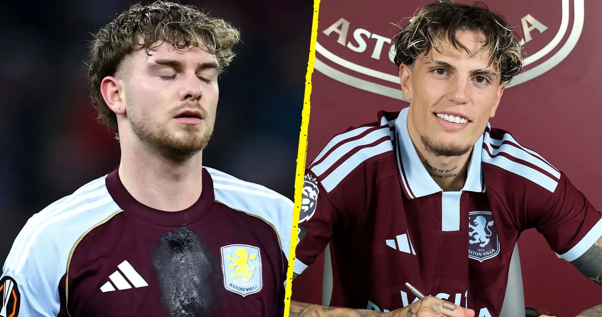 Jugador de Aston Villa en dos momentos distintos
