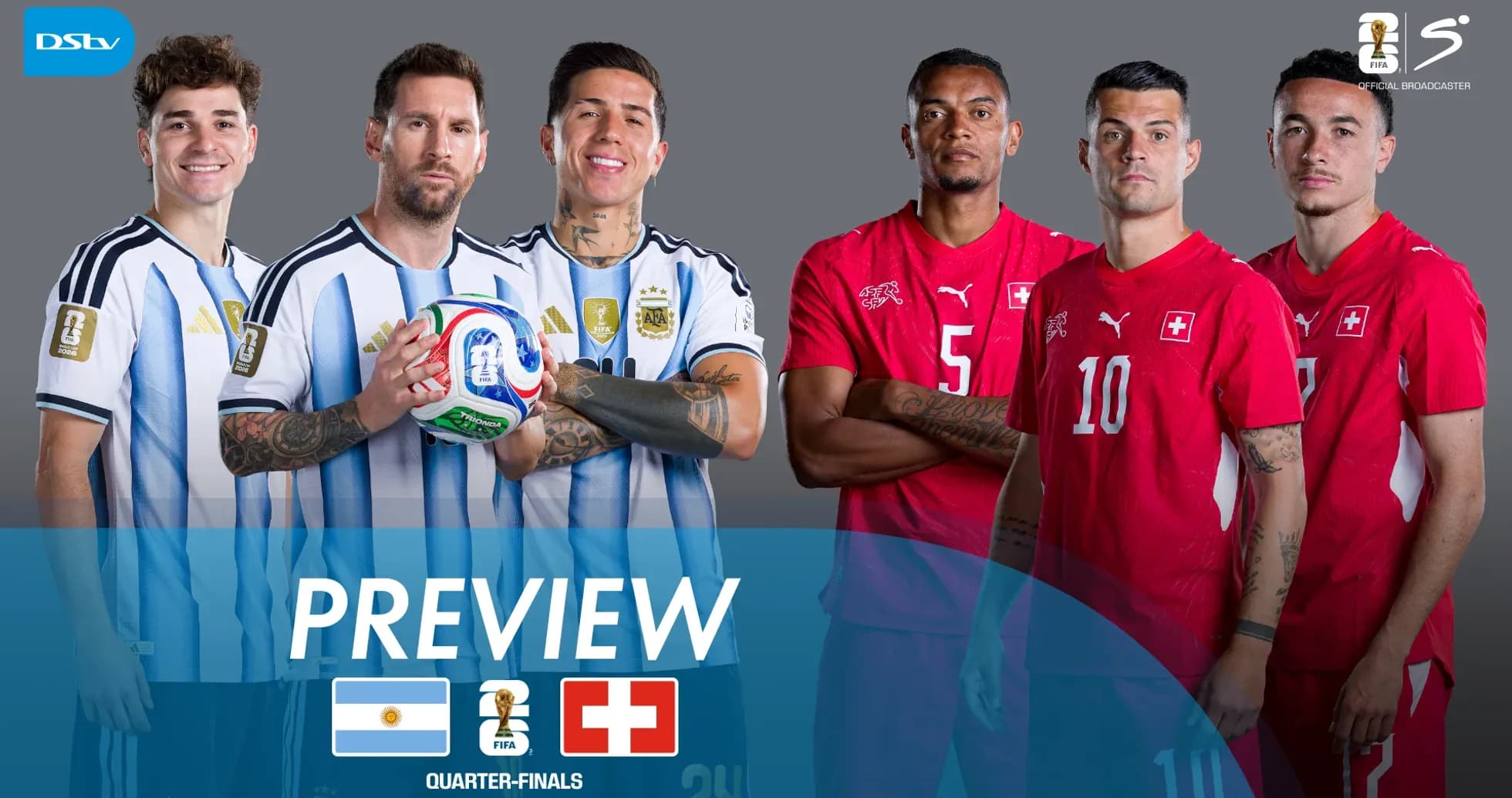 Jugadores de Argentina y Suiza en la previa de cuartos