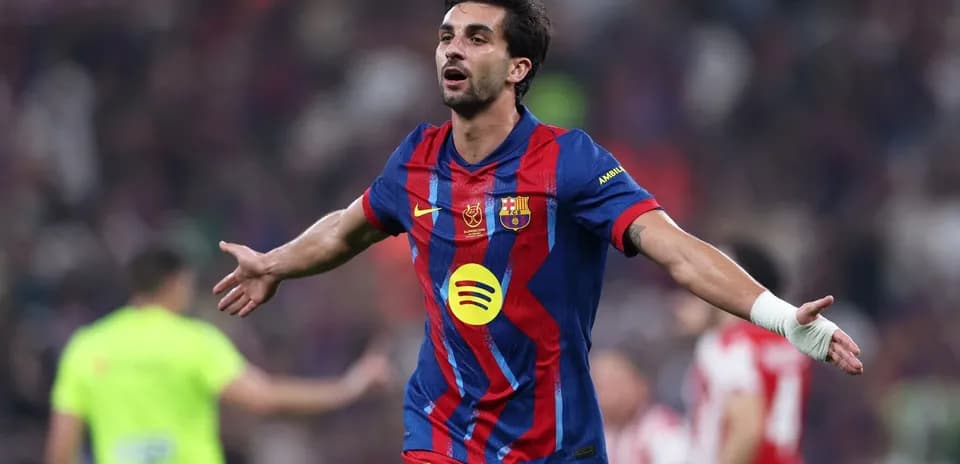 Jugador del FC Barcelona celebrando un gol en el campo