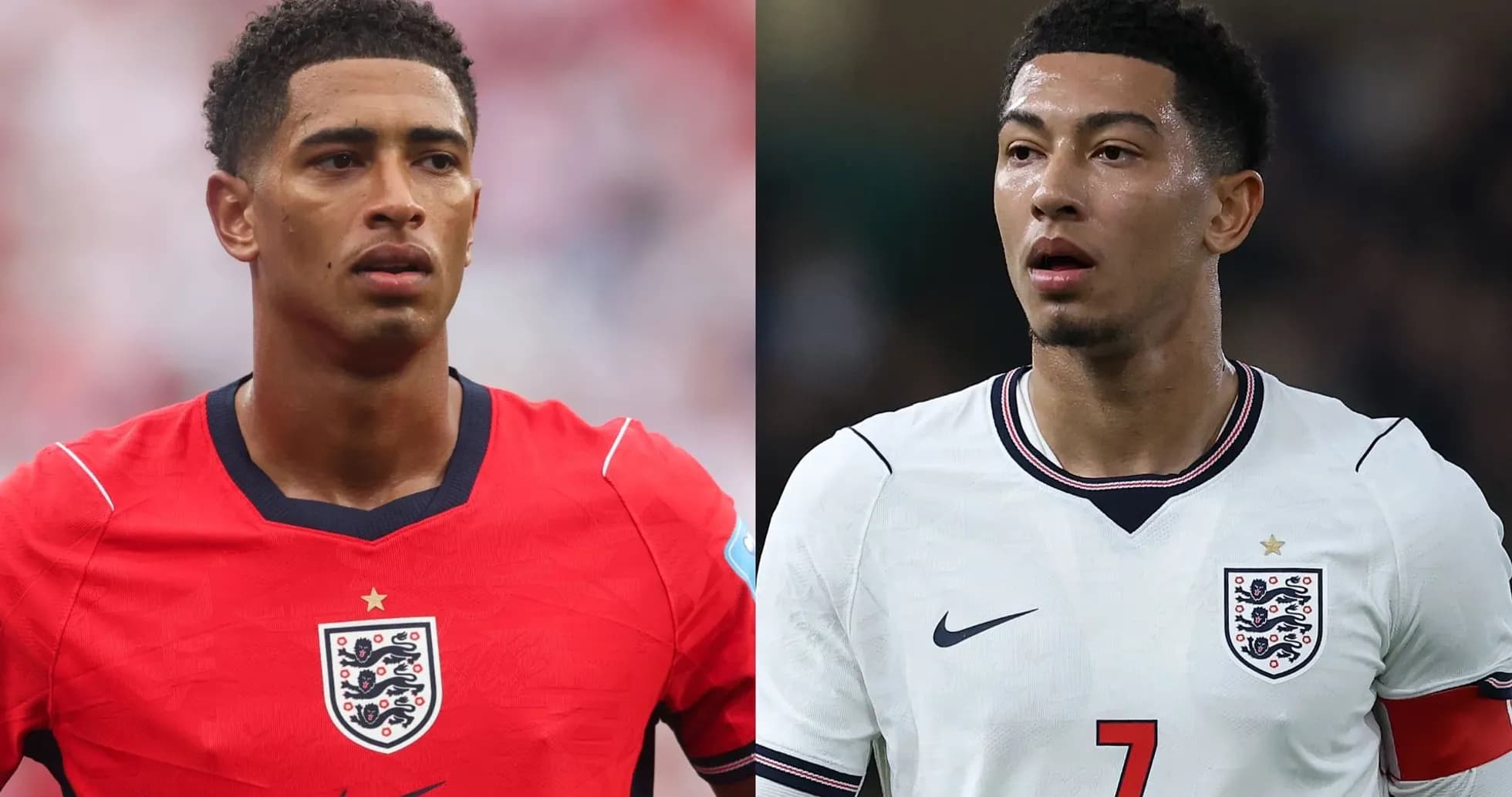 Dos jugadores de Inglaterra en camisetas diferentes