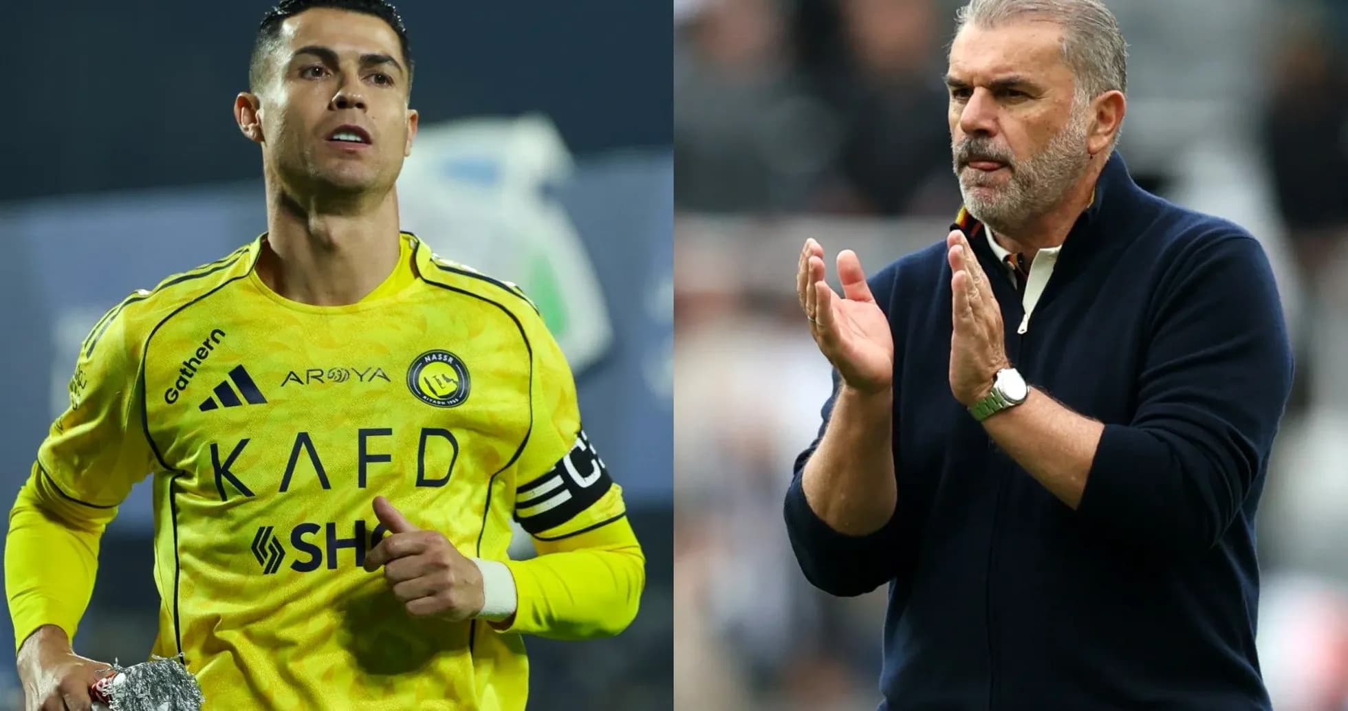 Cristiano Ronaldo y entrenador aplaudiendo durante el partido