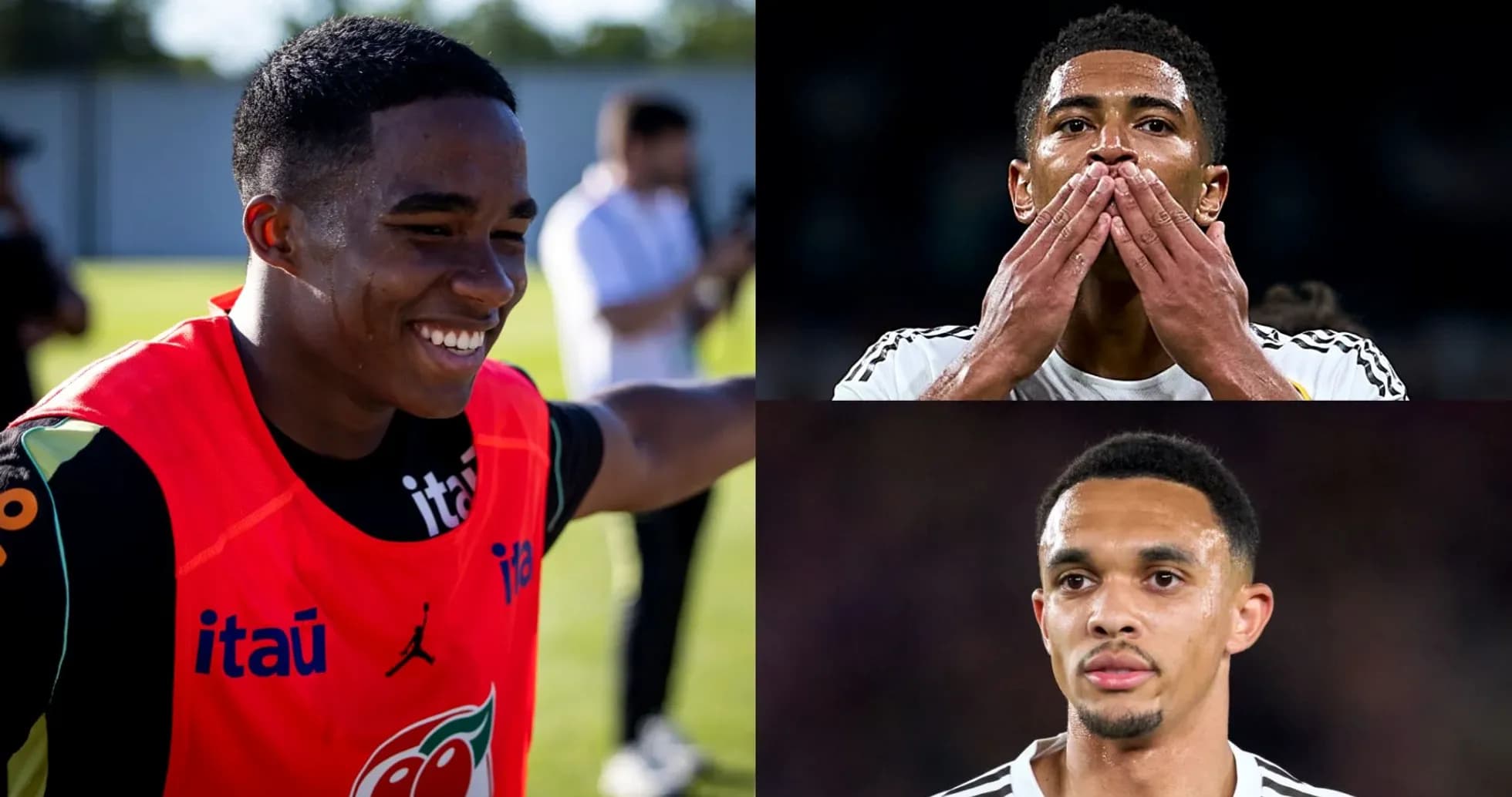 Tres jugadores de fútbol en diferentes momentos