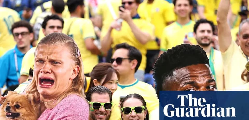 A fan crying with a dog among cheering supporters