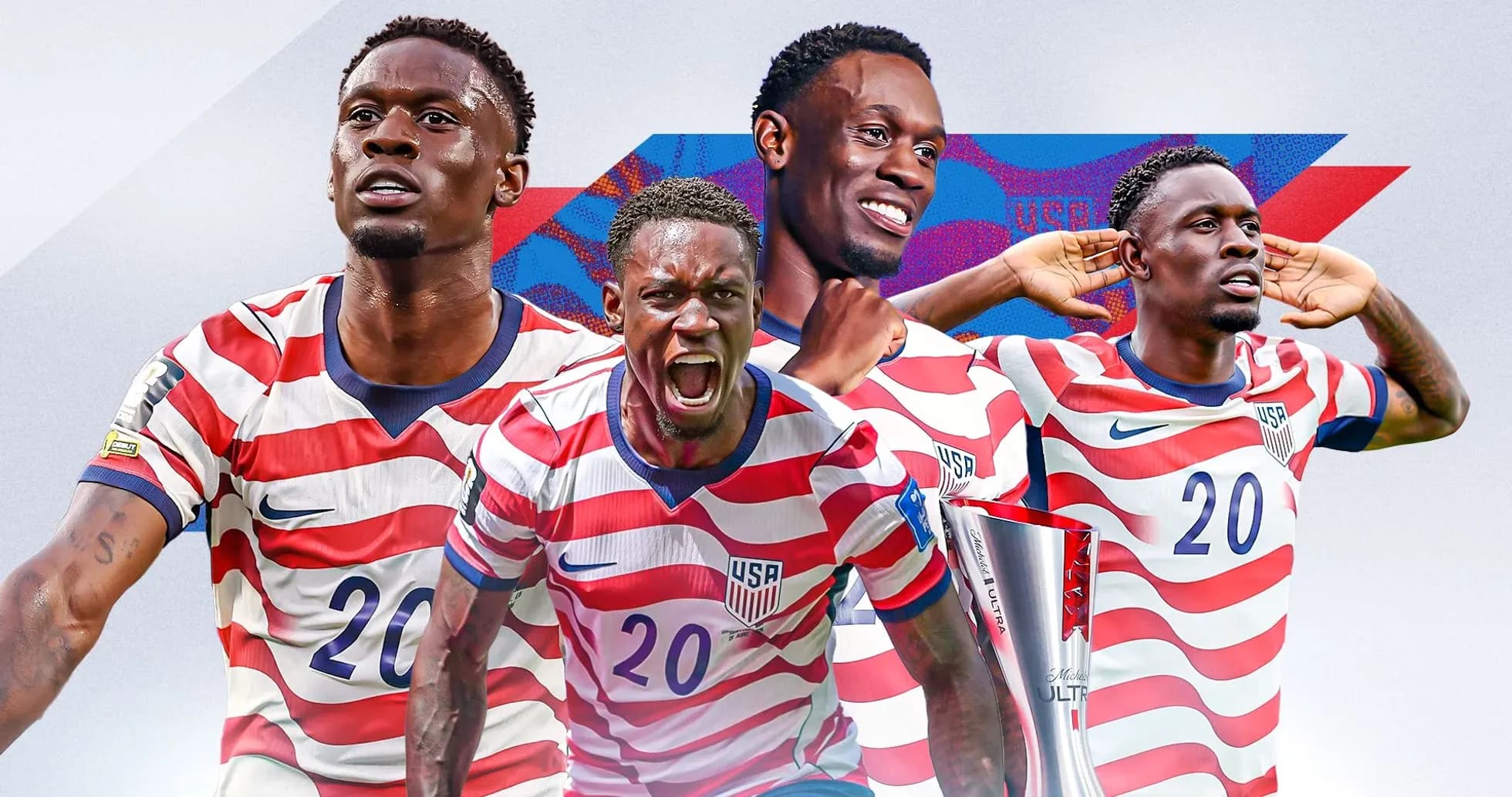 Jugador de Estados Unidos en varias poses celebrando