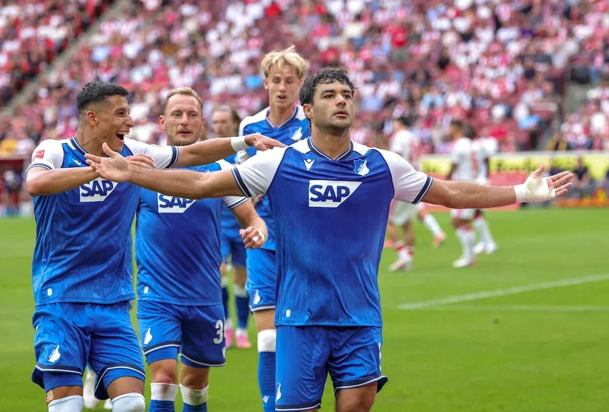 Jugadores de Hoffenheim celebrando un gol en el partido