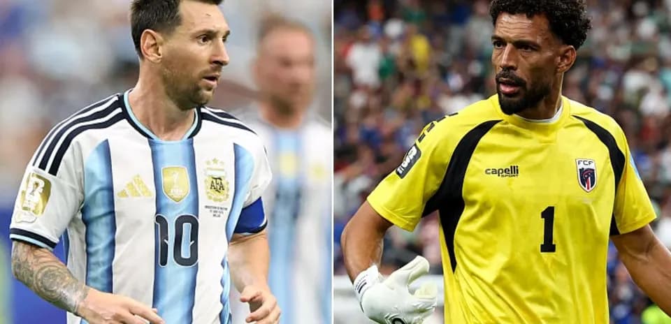 Lionel Messi y portero de Cabo Verde en partido