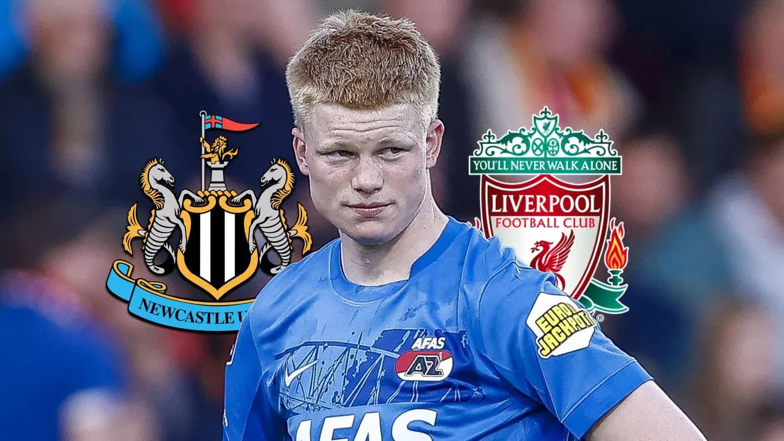 Jugador con camisetas de clubes Newcastle y Liverpool