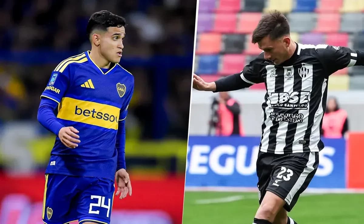 Jugadores de Boca Juniors y Central Córdoba en acción