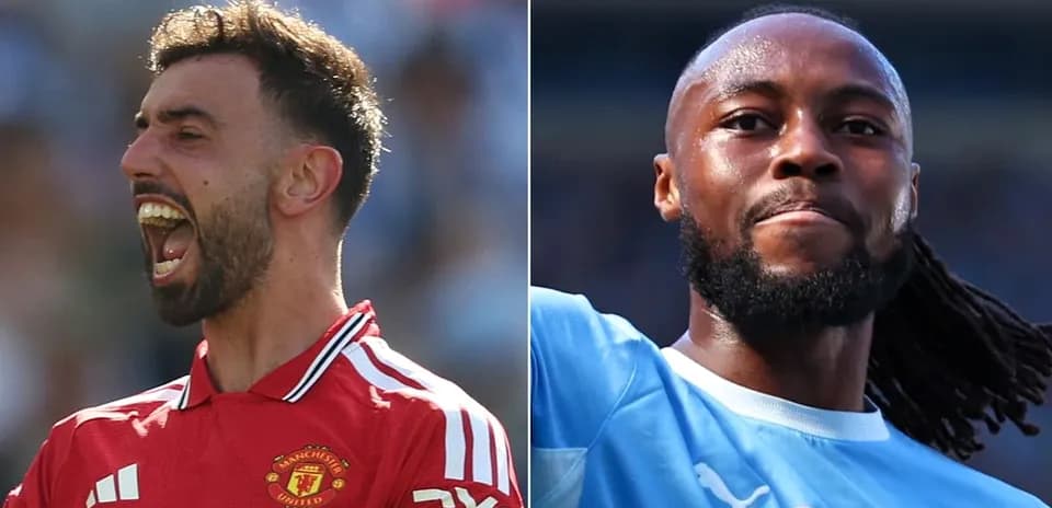 Jugadores de Manchester United y Manchester City en acción