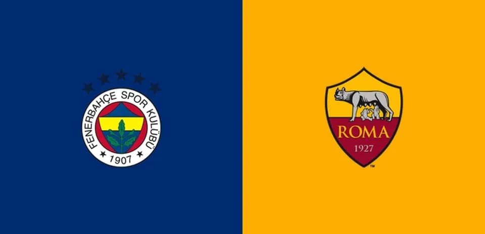 Logos de Fenerbahçe y Roma en fondo dividido