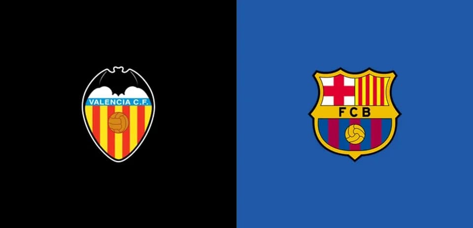 Logos de Valencia C.F. y FCB en fondo contrastante