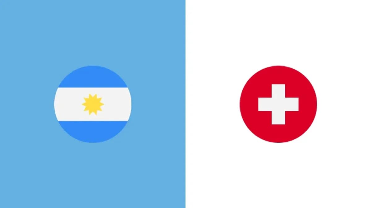 Banderas de Argentina y Suiza en fondo azul y blanco