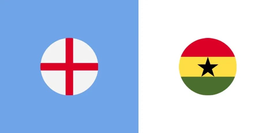 Banderas de Inglaterra y Ghana en fondo claro