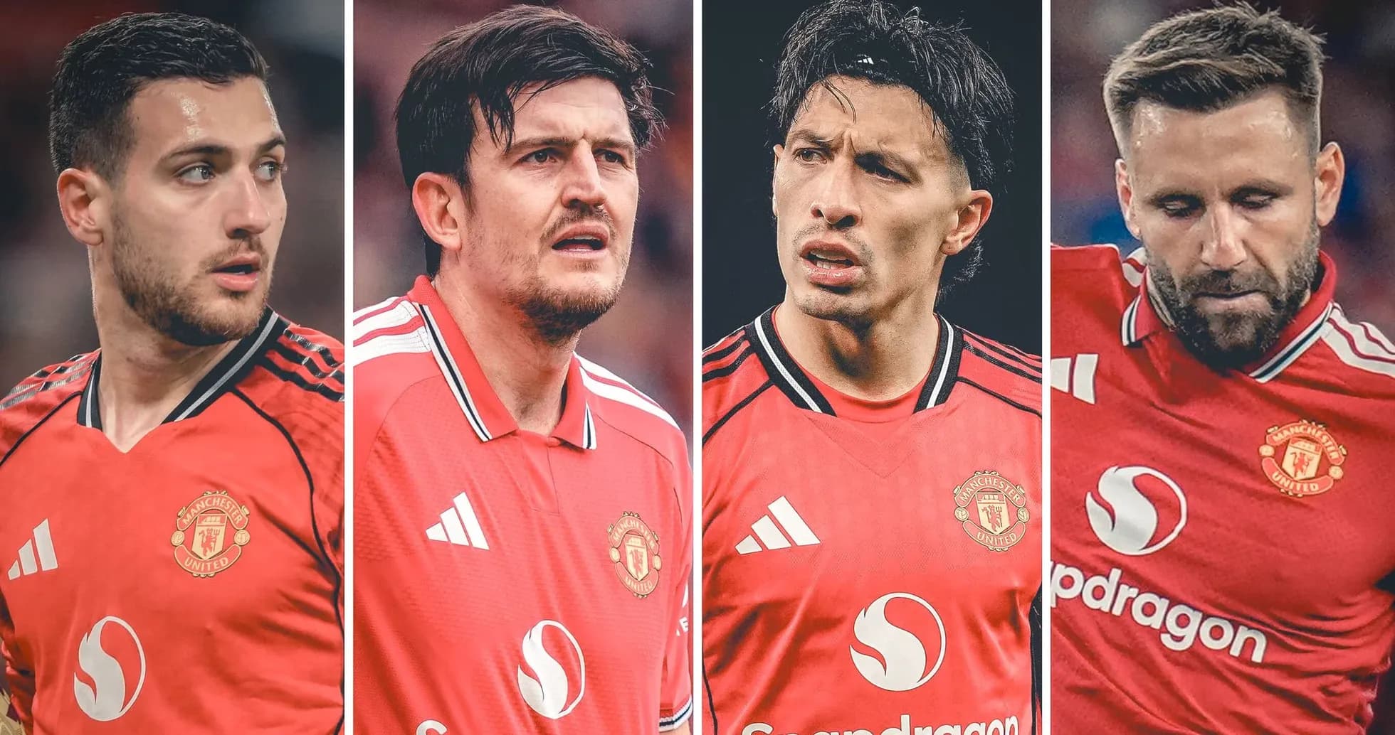 Jugadores de Manchester United en uniforme rojo