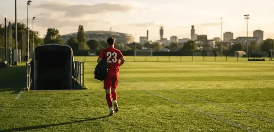 Jugador saliendo del túnel hacia el campo de fútbol