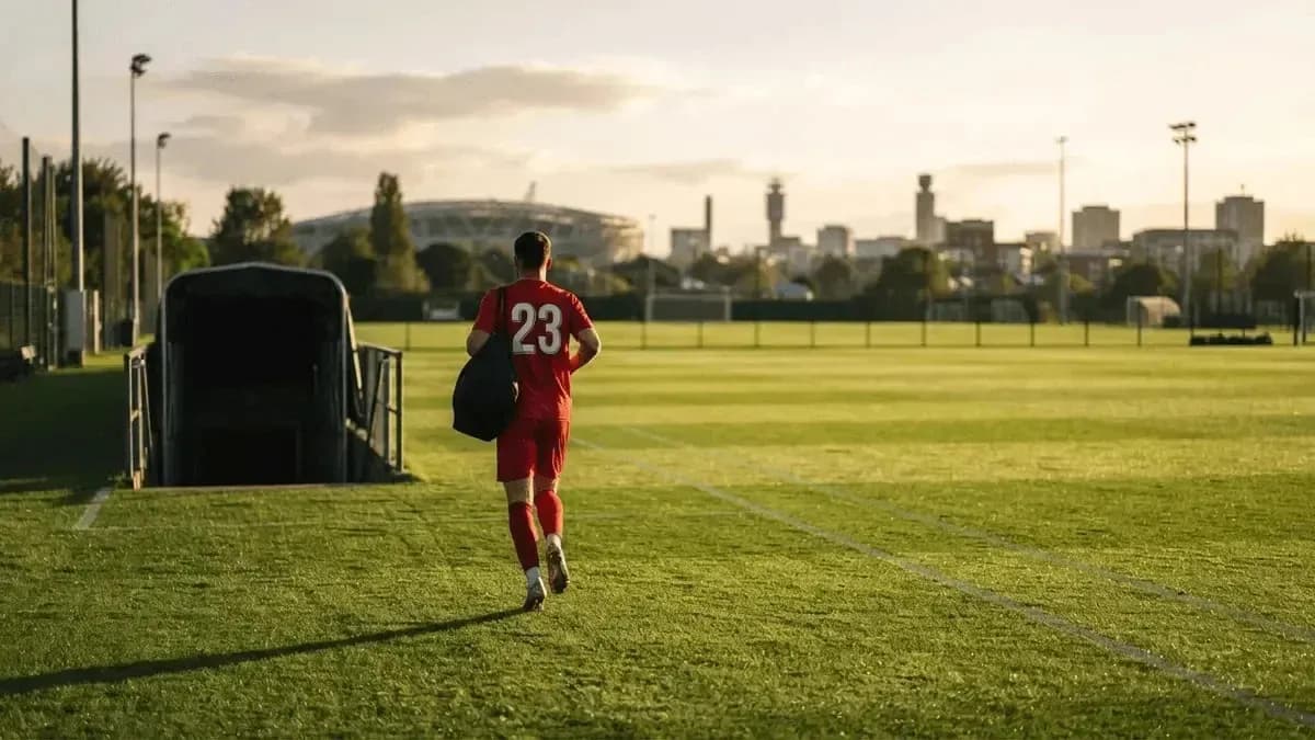 Jugador saliendo del túnel hacia el campo de fútbol