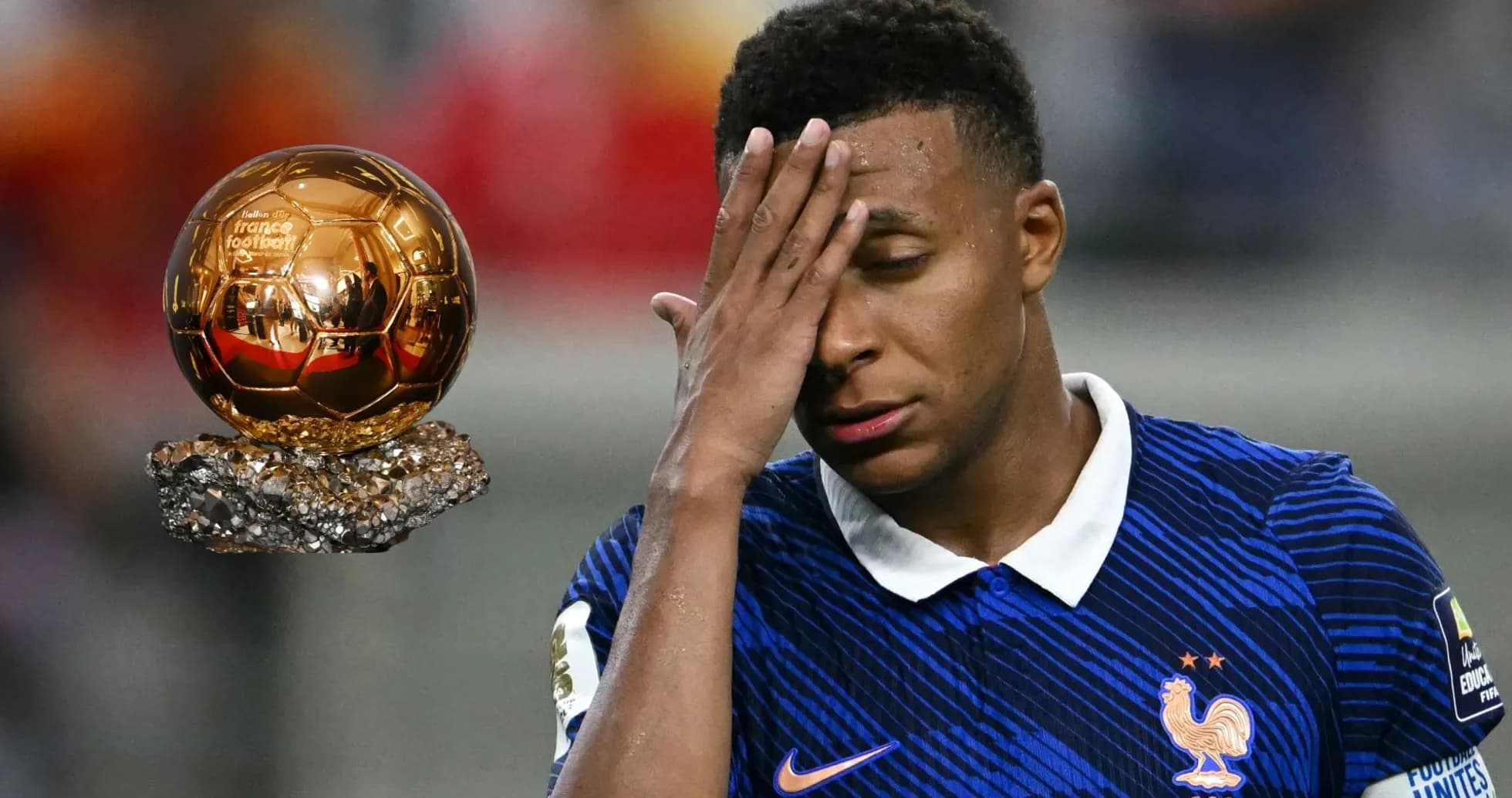 Jugador de Francia con Balón de Oro en primer plano Jugador de Francia con Balón de Oro en primer plano