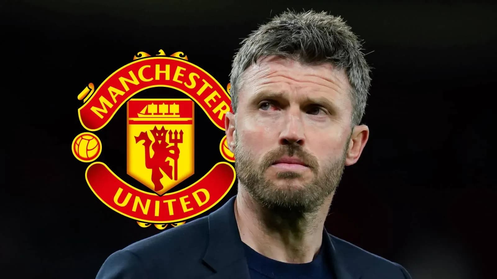 Entrenador de Manchester United con logo de fondo Entrenador de Manchester United con logo de fondo
