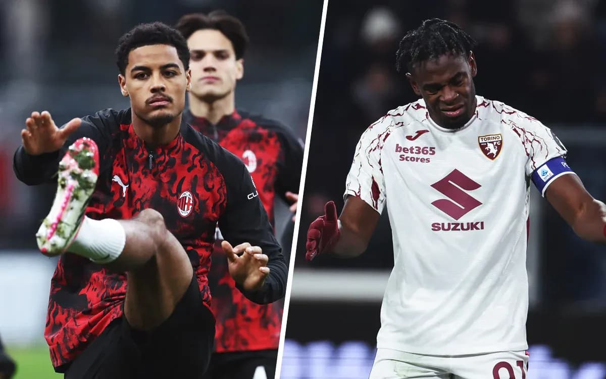 Jugadores de Torino y AC Milan en el calentamiento Jugadores de Torino y AC Milan en el calentamiento