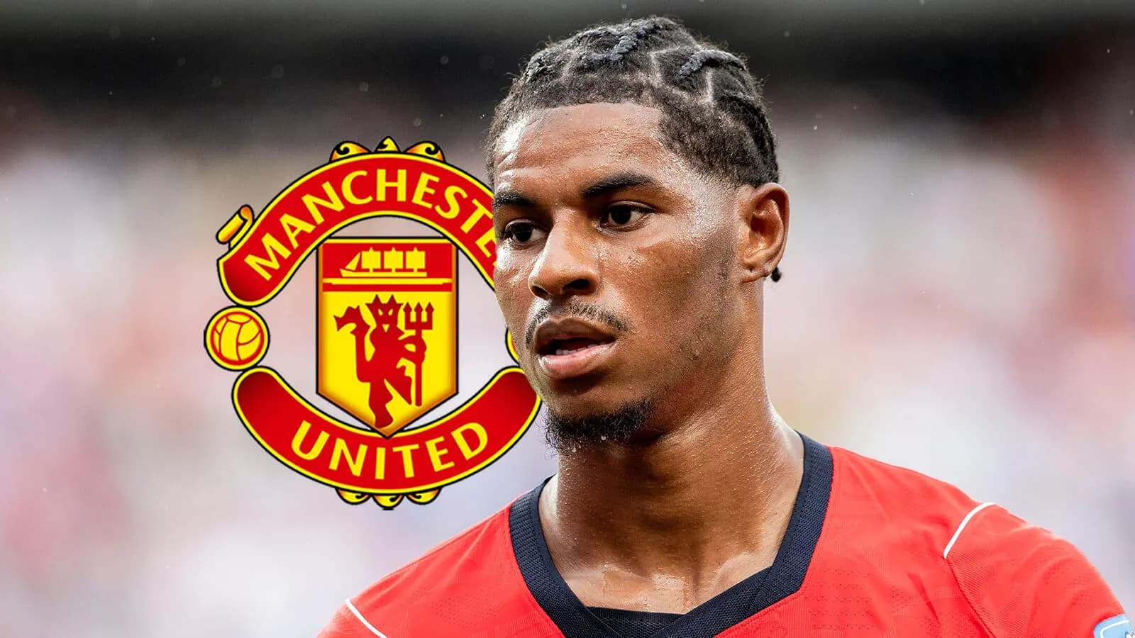 Jugador de Manchester United con camiseta roja Jugador de Manchester United con camiseta roja