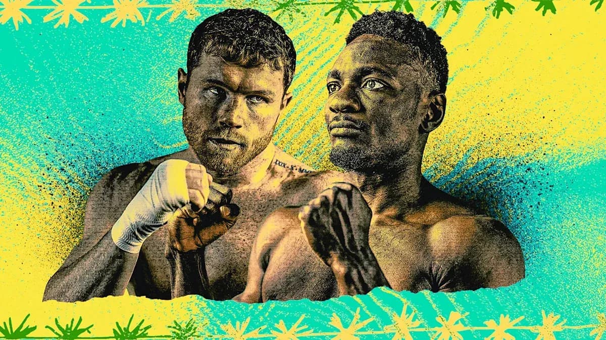 Dos boxeadores listos para pelear con guantes Dos boxeadores listos para pelear con guantes