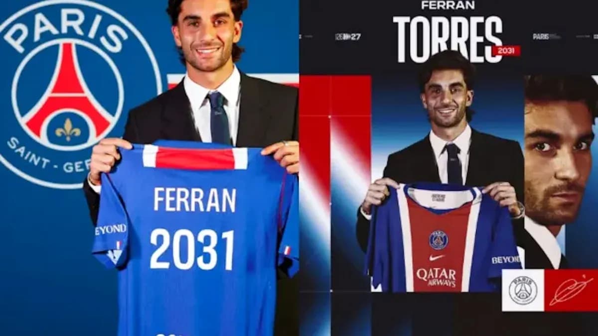 Ferran Torres presenta camiseta del PSG en conferencia Ferran Torres presenta camiseta del PSG en conferencia