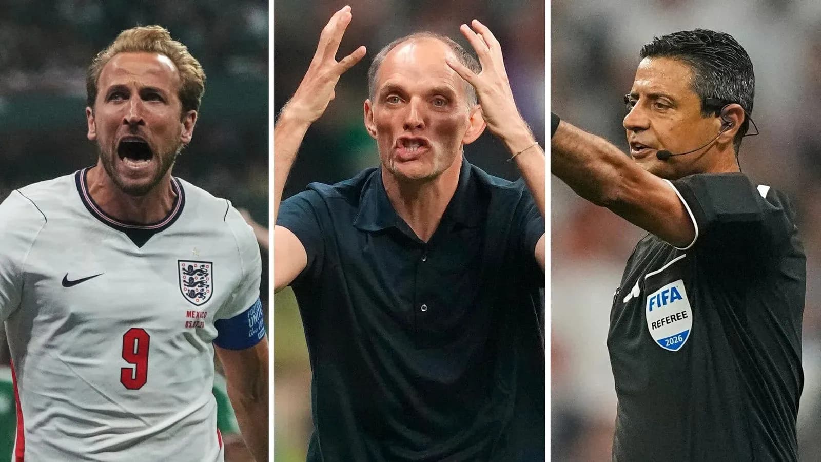 Harry Kane, entrenador y árbitro en partido de fútbol Harry Kane, entrenador y árbitro en partido de fútbol