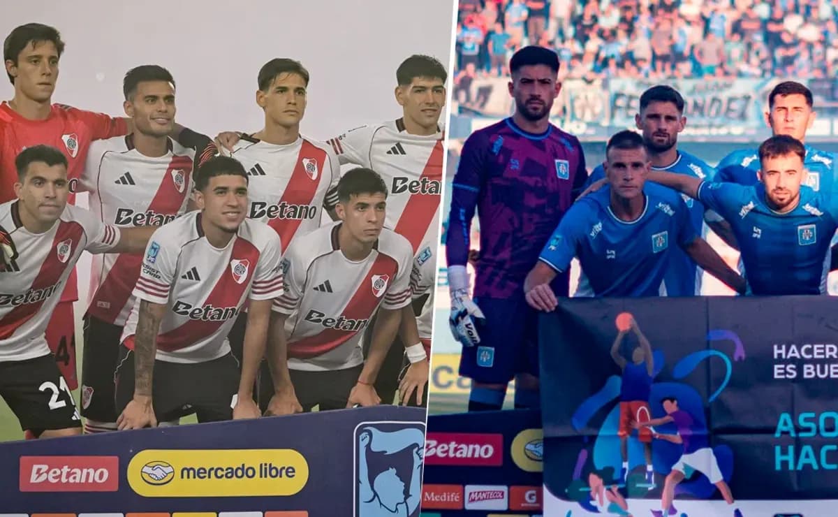 Jugadores de River Plate y Estudiantes en alineación Jugadores de River Plate y Estudiantes en alineación